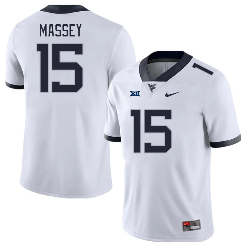 Men #15 Noah Massey West Virginia Mountaineers College Football Jerseys Stitched Sale-White